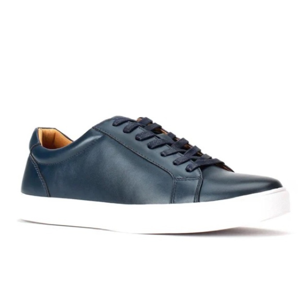 Men's Navy Leather Sneakers- Bonafini Jaxson